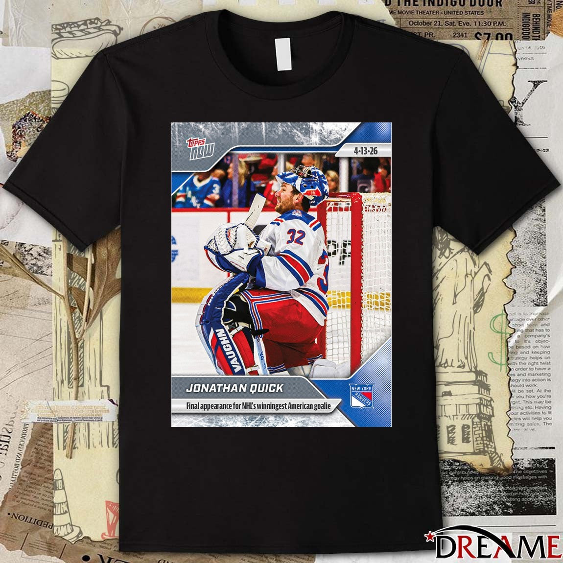 Jonathan Quick Final Appearance For NHL’s Winningest American Goalie 2025-26 NHL Topps NOW t-shirt