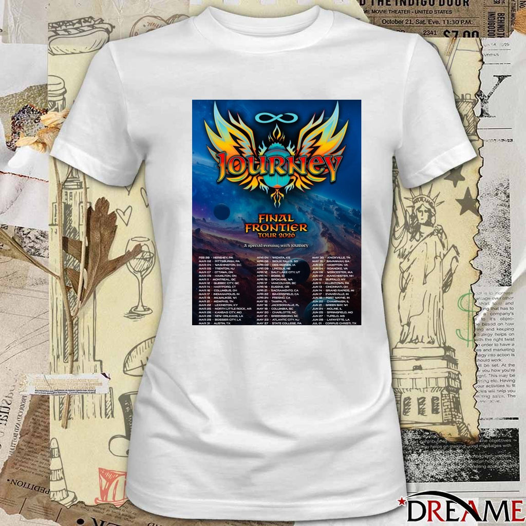 Journey Final Frontier Tour 2026 A Special Evening With Journey Poster February 28 to July 1, 2026 Poster t-shirt
