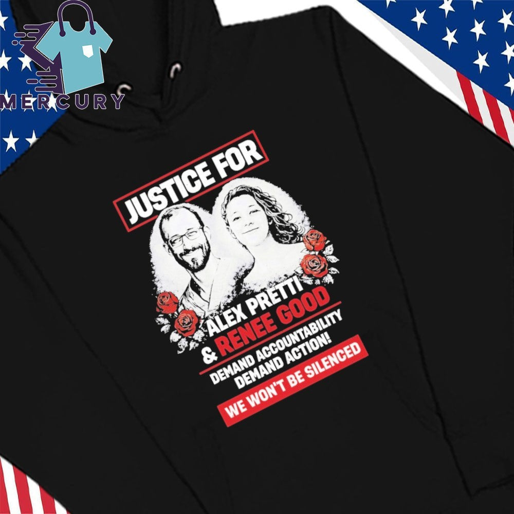 Justice For Alex Pretti And Renee Good We Won’t Be Silenced Shirt