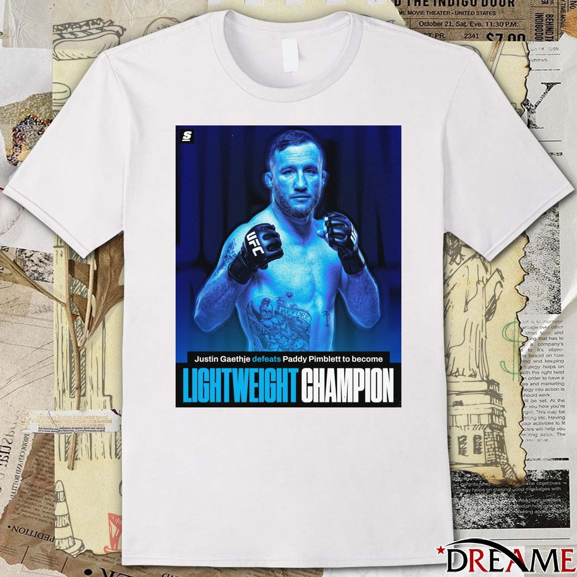 Justin Gaethje Defeats Paddy Pimblett To Become UFC Interim Lightweight Champion Poster t-shirt