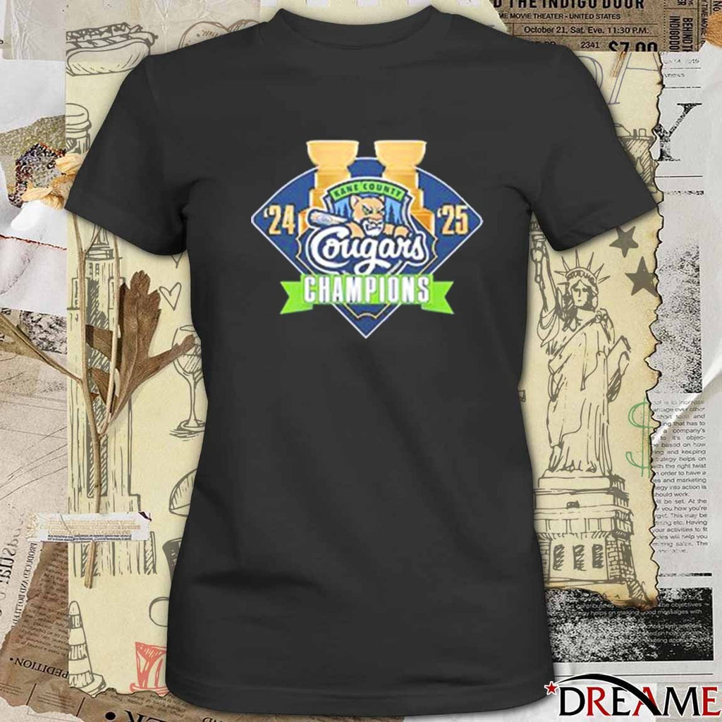 Kane County Cougars 2024 – 2025 Champions Logo t-shirt