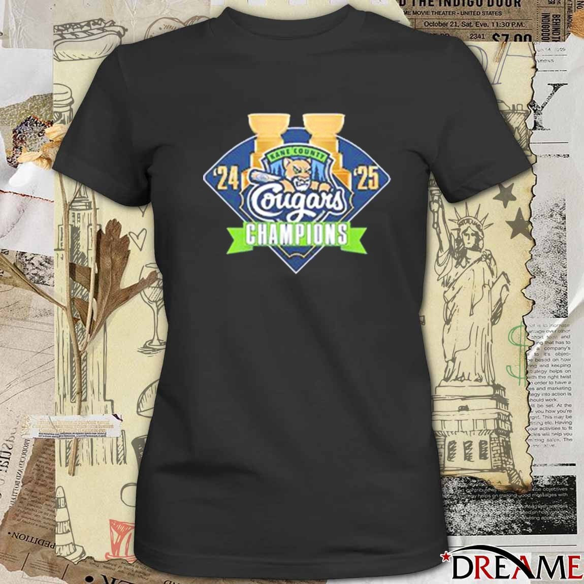 Kane County Cougars 2024 – 2025 Champions Logo t-shirt
