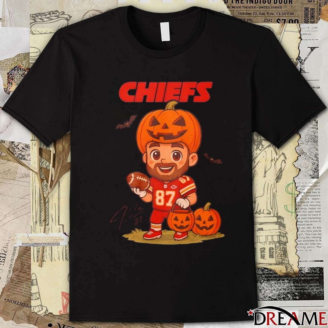 Kansas City Chiefs Travis Kelce Halloween 2025 Cartoon Signature t-shirt