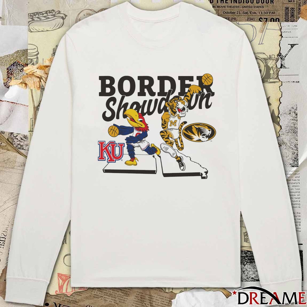 Kansas Jayhawks Vs Missouri Tigers Border Showdown Mascots 2025 t-shirt