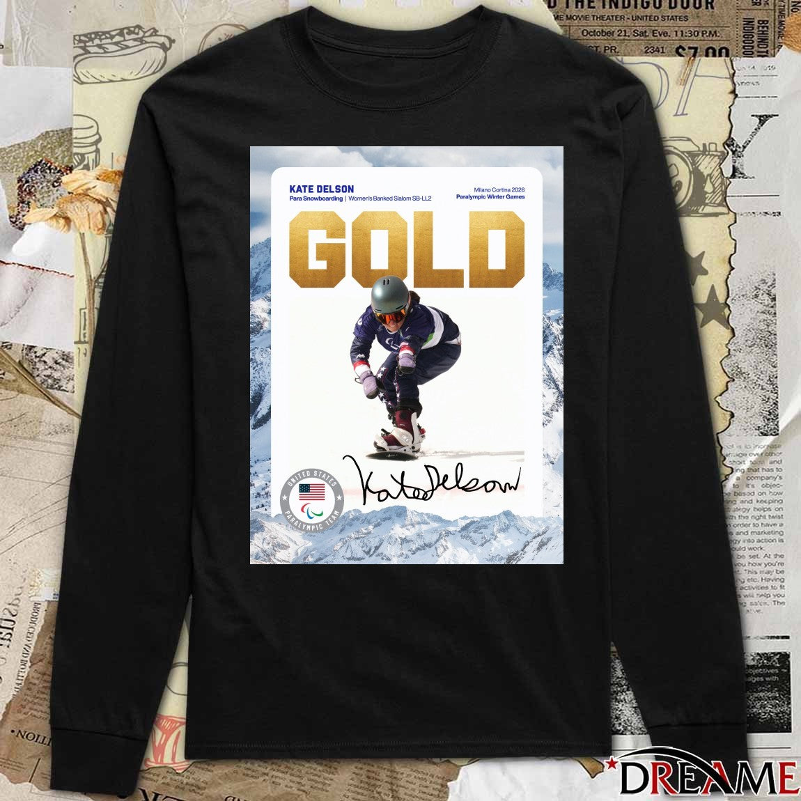 Kate Delson Para Snowboarding Women’s Banked Slalom SB-LL2 Milano Cortina 2026 Signature Poster t-shirt