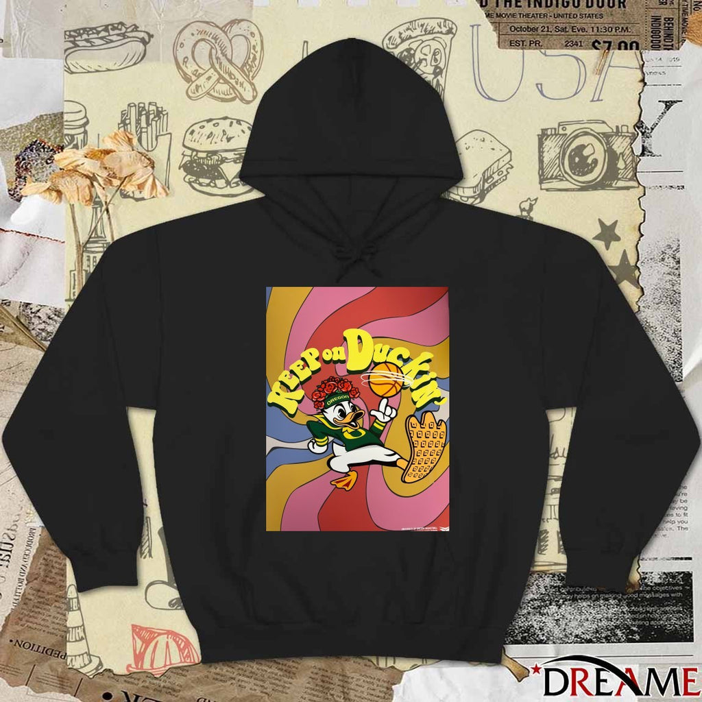 Keep on Duckin’ Oregon Duck Donald Duck Character Mascot Poster t-shirt
