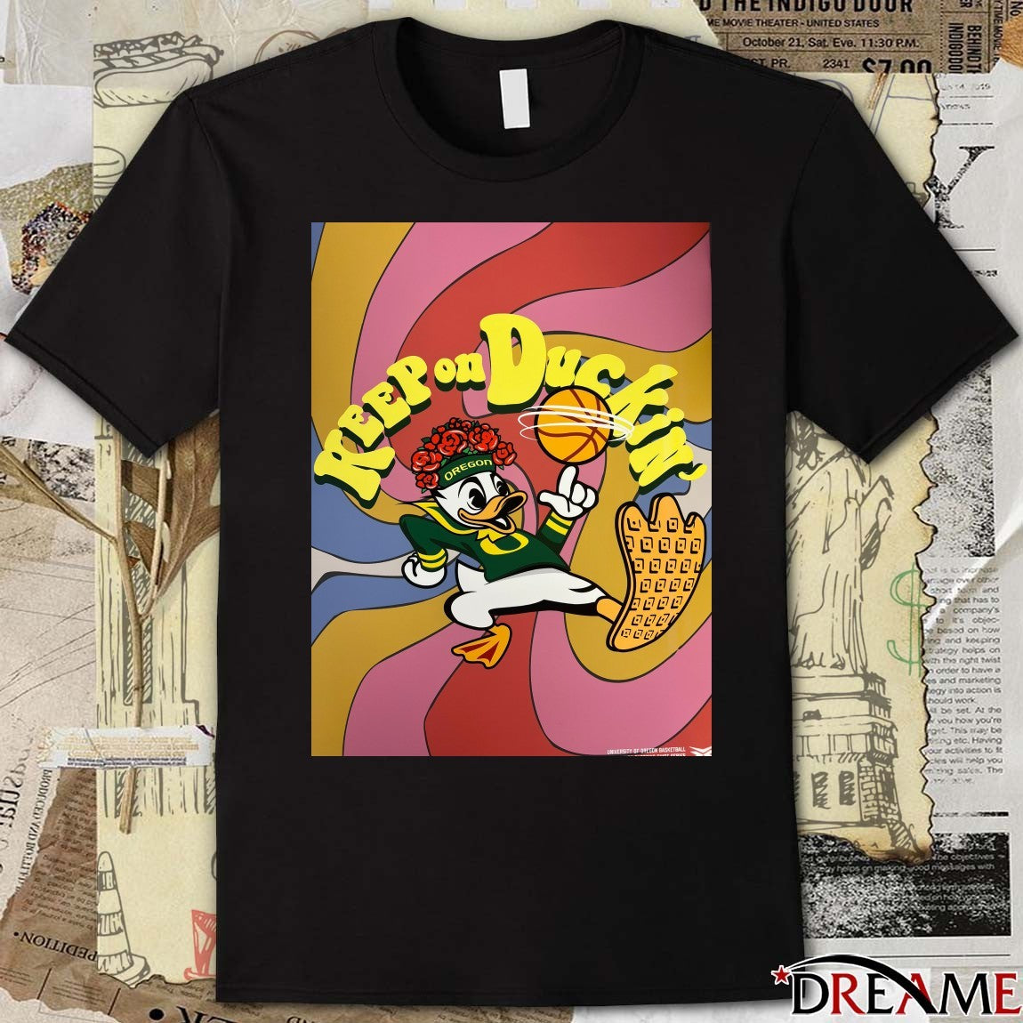 Keep on Duckin’ Oregon Duck Donald Duck Character Mascot Poster t-shirt