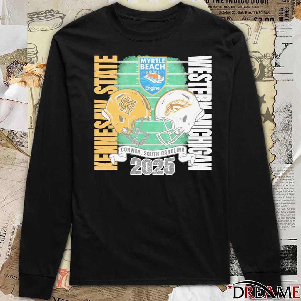 Kennesaw State Owls vs Western Michigan 2025 Myrtle Beach Bowl Conway South Carolina Helmets t-shirt