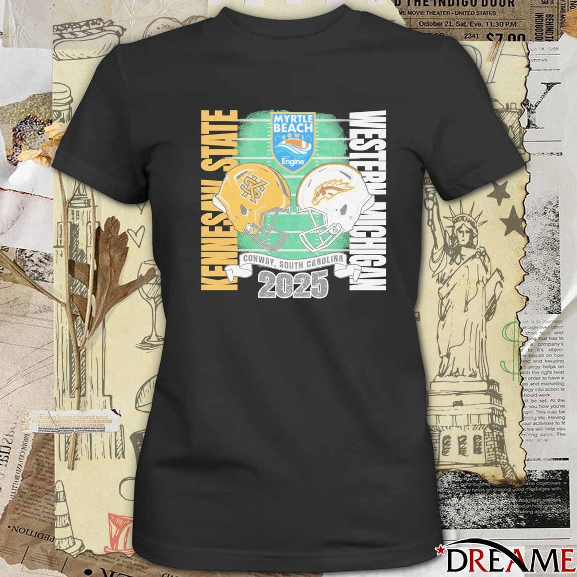 Kennesaw State Owls vs Western Michigan 2025 Myrtle Beach Bowl Conway South Carolina Helmets t-shirt
