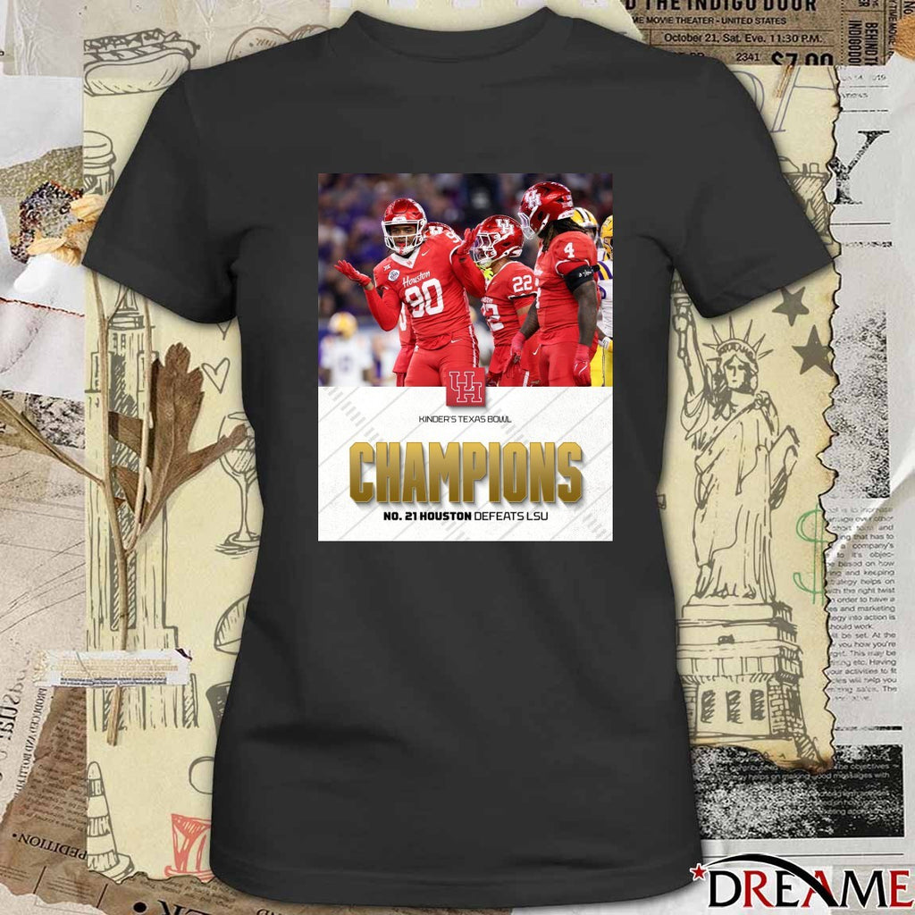 Kinder’s Texas Bowl Champions No 21 Houston Cougars Defeatrs LSU Poster t-shirt