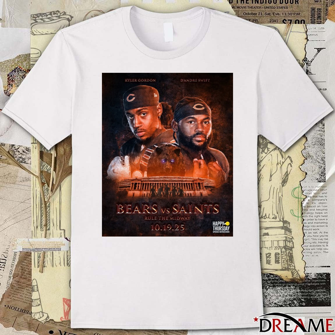 Kyler Gordon And D’Andre Swift Bears Vs Saints Rule The Midway 10 19 2025 Poster t-shirt