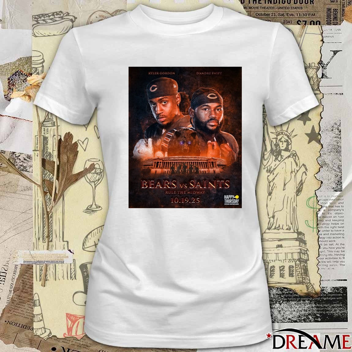 Kyler Gordon And D’Andre Swift Bears Vs Saints Rule The Midway 10 19 2025 Poster t-shirt