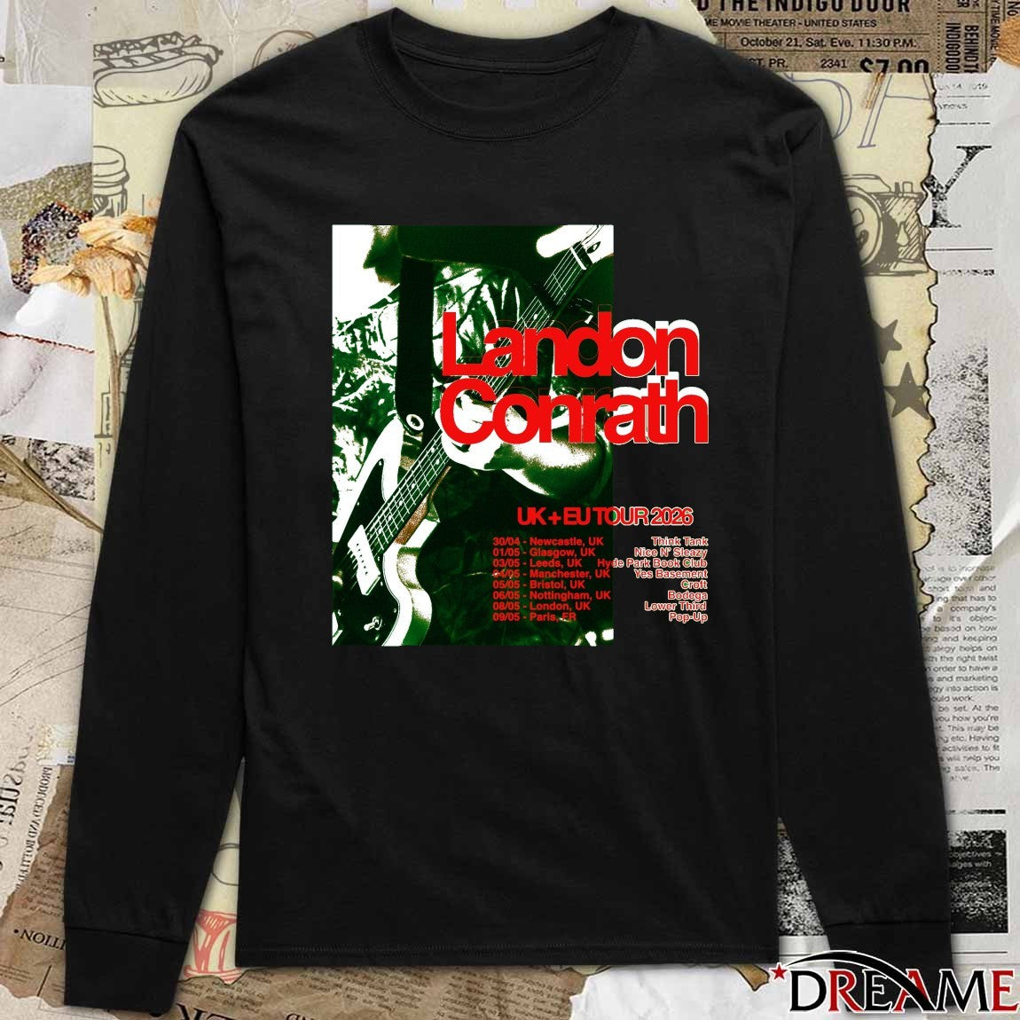 Landon Conrath Poster United Kingdom And Europe Tour 2026 Dates Greed t-shirt
