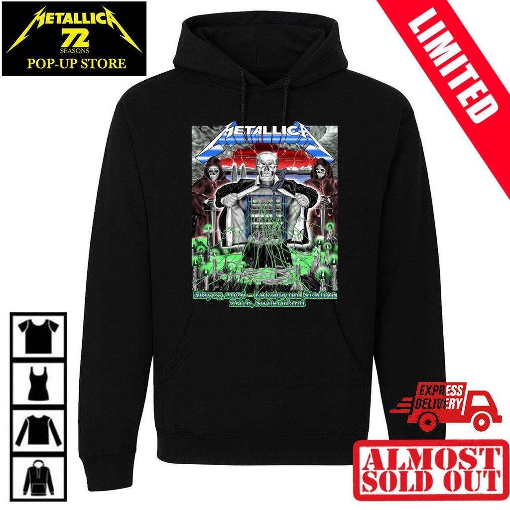 Letzigrund Stadion Zürich Metallica Pop-Up Shop Poster May 27 2026 Art by Luca Schenardi Shirt