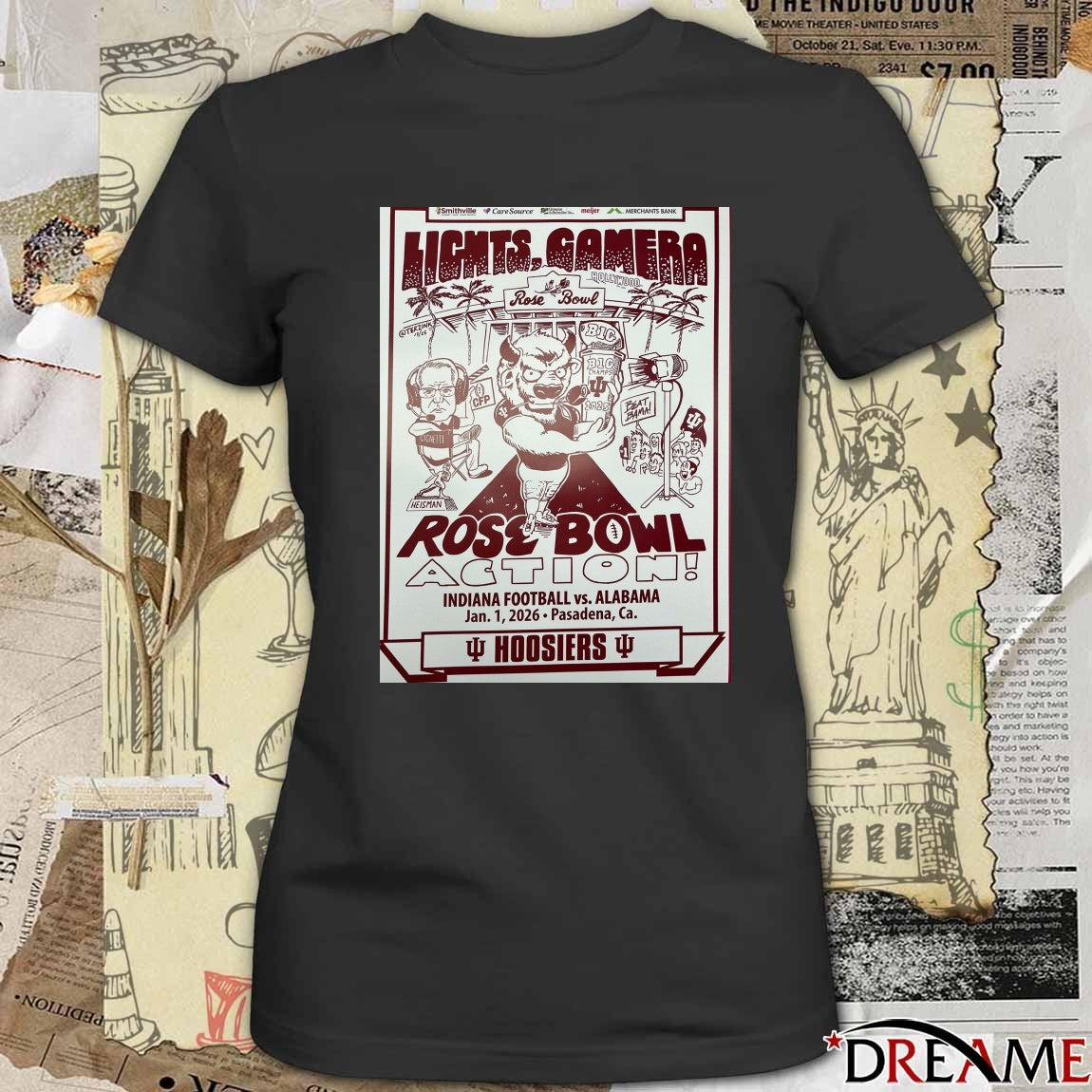 Lights Camera Rose Bowl Action Indiana Football vs. Alabama January 1 2026 Pasadena CA Poster t-shirt