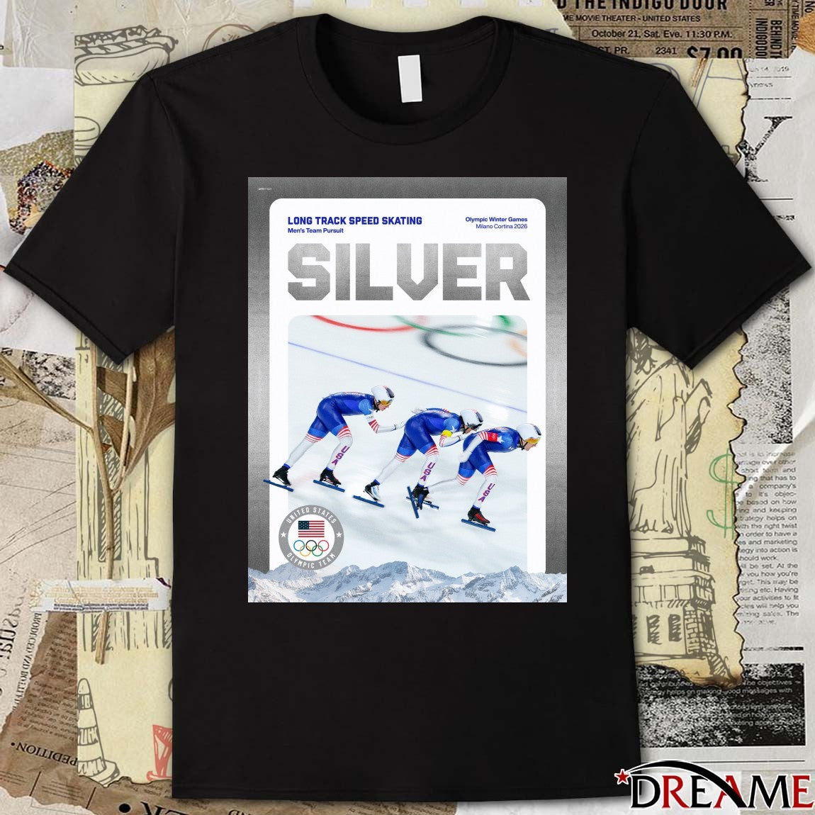 Long Track Speed Skating Men’s Team Pursuit Olympic Winter Games Milano Cortina 2026 Silver t-shirt