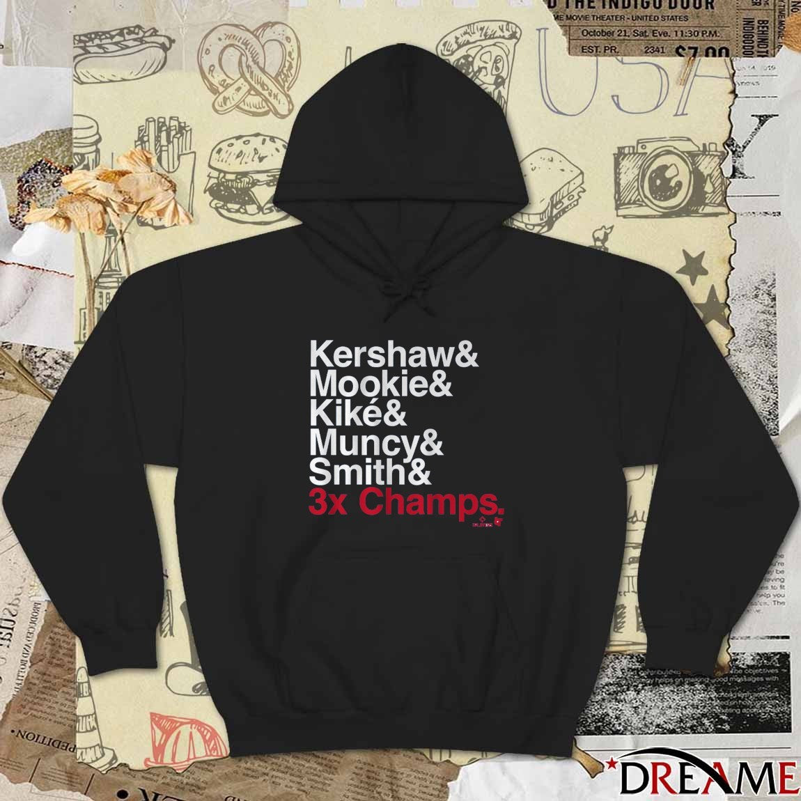 Los Angeles Dodgers Ampersand 3-Time Champs Kershaw Mookie Kike Muncy Smith t-shirt