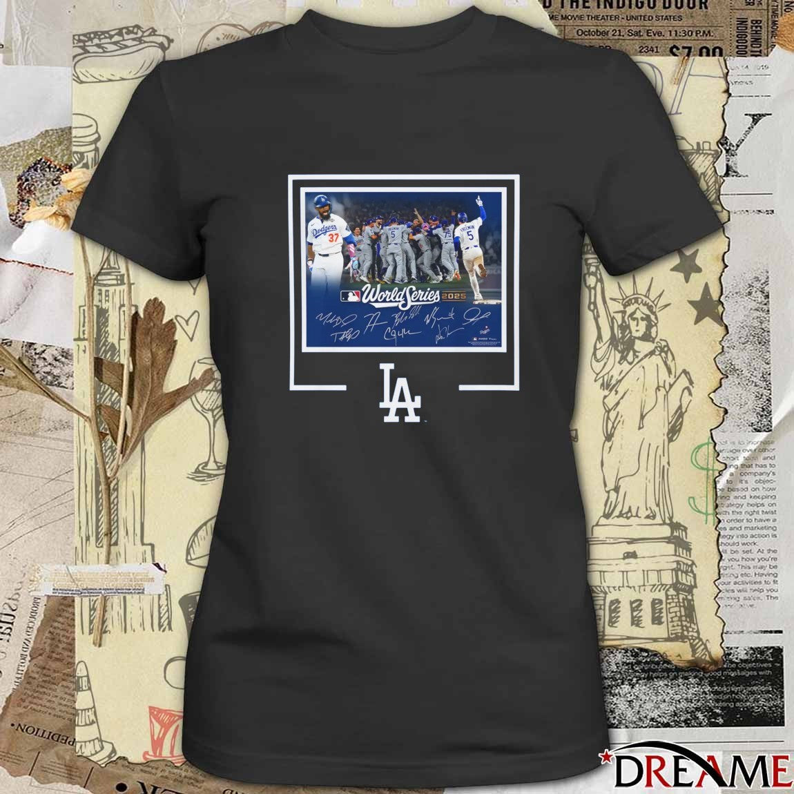 Los Angeles Dodgers Autographed MLB World Series Signatures t-shirt