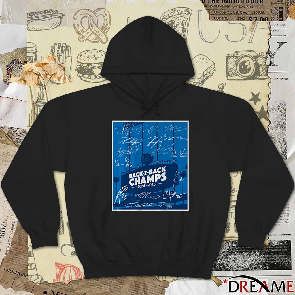 Los Angeles Dodgers Defeat Toronto Blue Jays Baseball Back-to-Back Champs 2024-2025 Signatures t-shirt