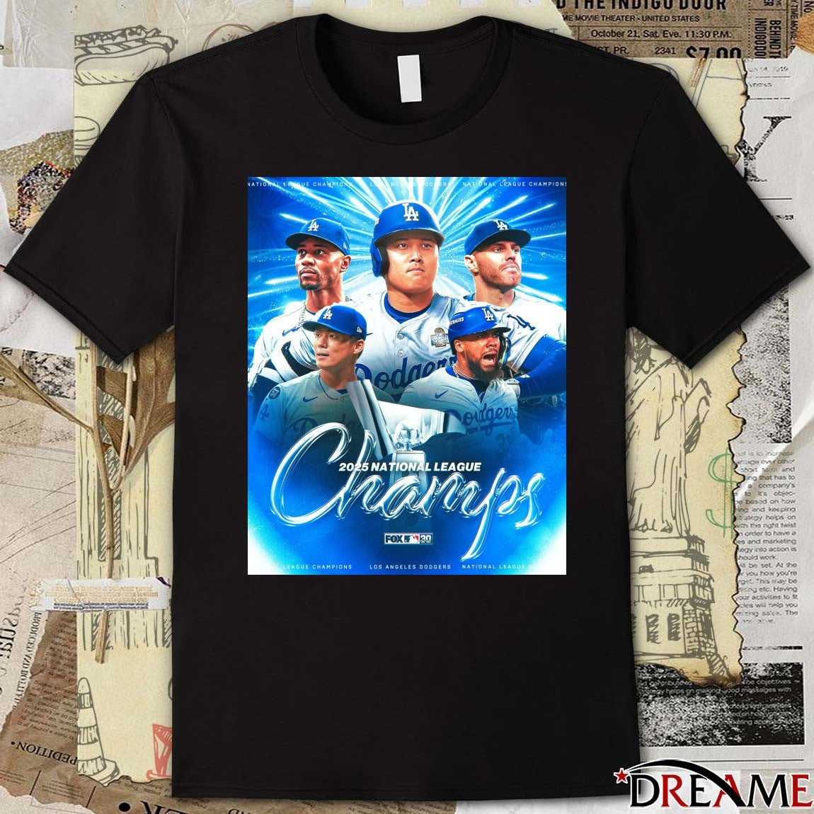 Los Angeles Dodgers MLB 2025 Back To Back National League Champs FOX Poster t-shirt