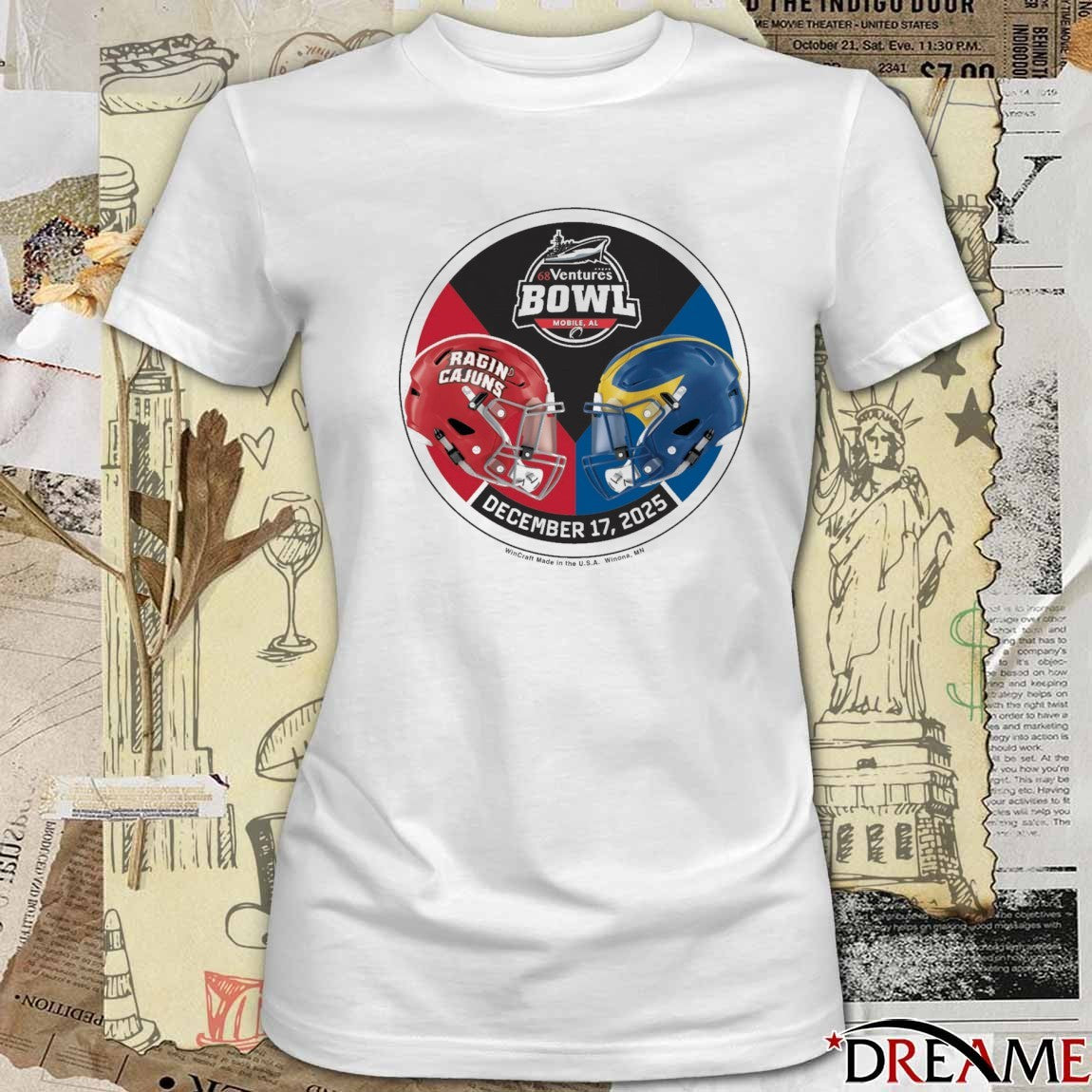 Louisiana Ragin’ Cajuns Vs Delaware Fightin’ Blue Hens 27th annual 68 Ventures Bowl at Hancock Whitney Stadium t-shirt