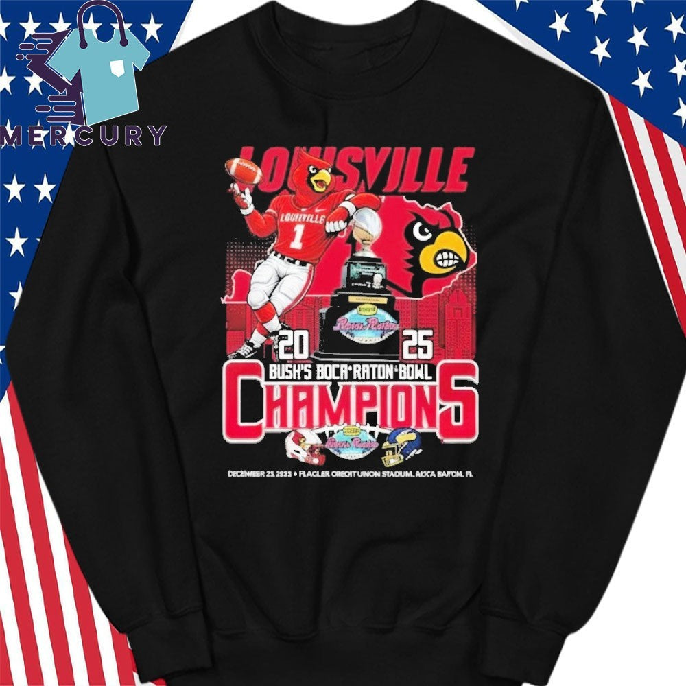 Louisville Cardinals 2025 Bush’s Boca Raton Bowl Champions Mascot Shirt