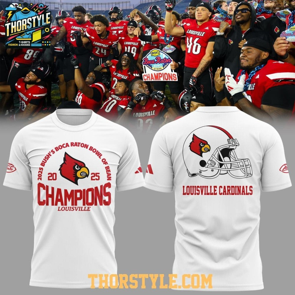 Louisville Cardinals Boca Raton Bowl Champions 2025 Two Sided Shirt