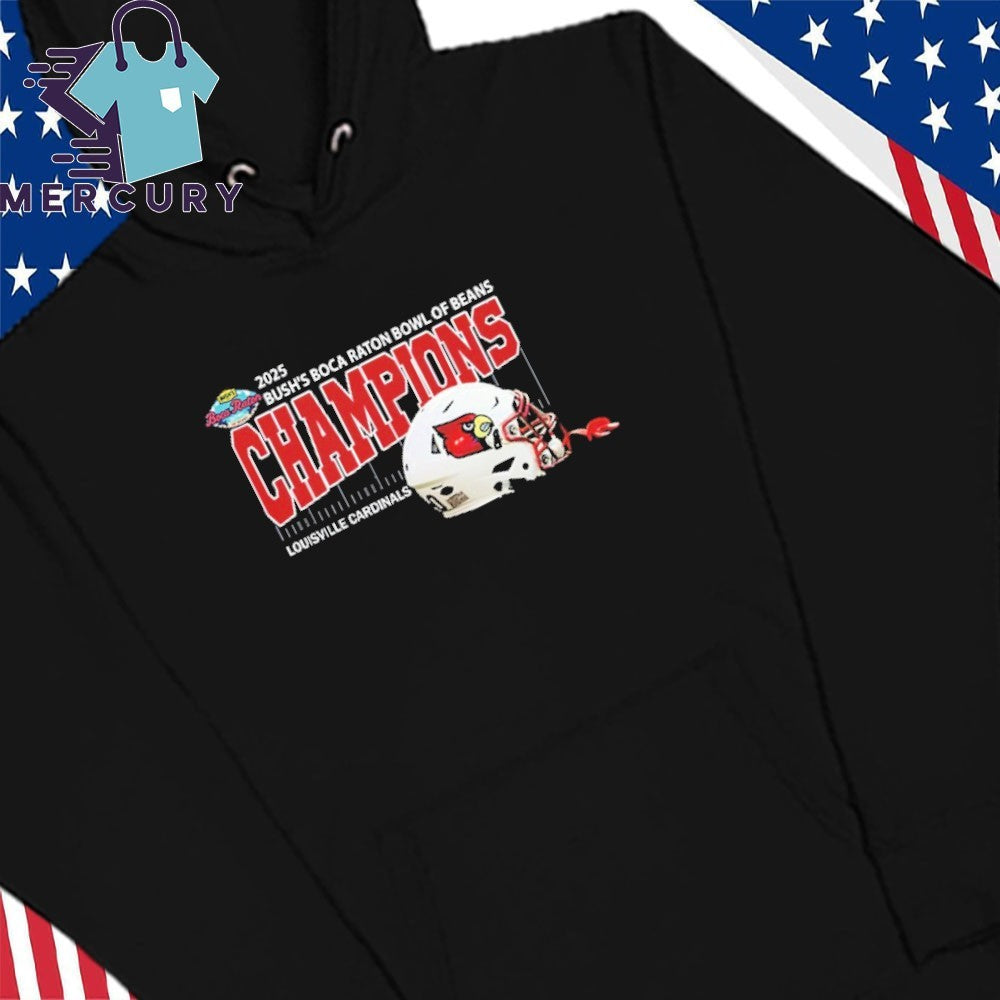 Louisville Cardinals Football 2025 Bush’s Boca Raton Bowl Of Beans Champions Helmet Shirt