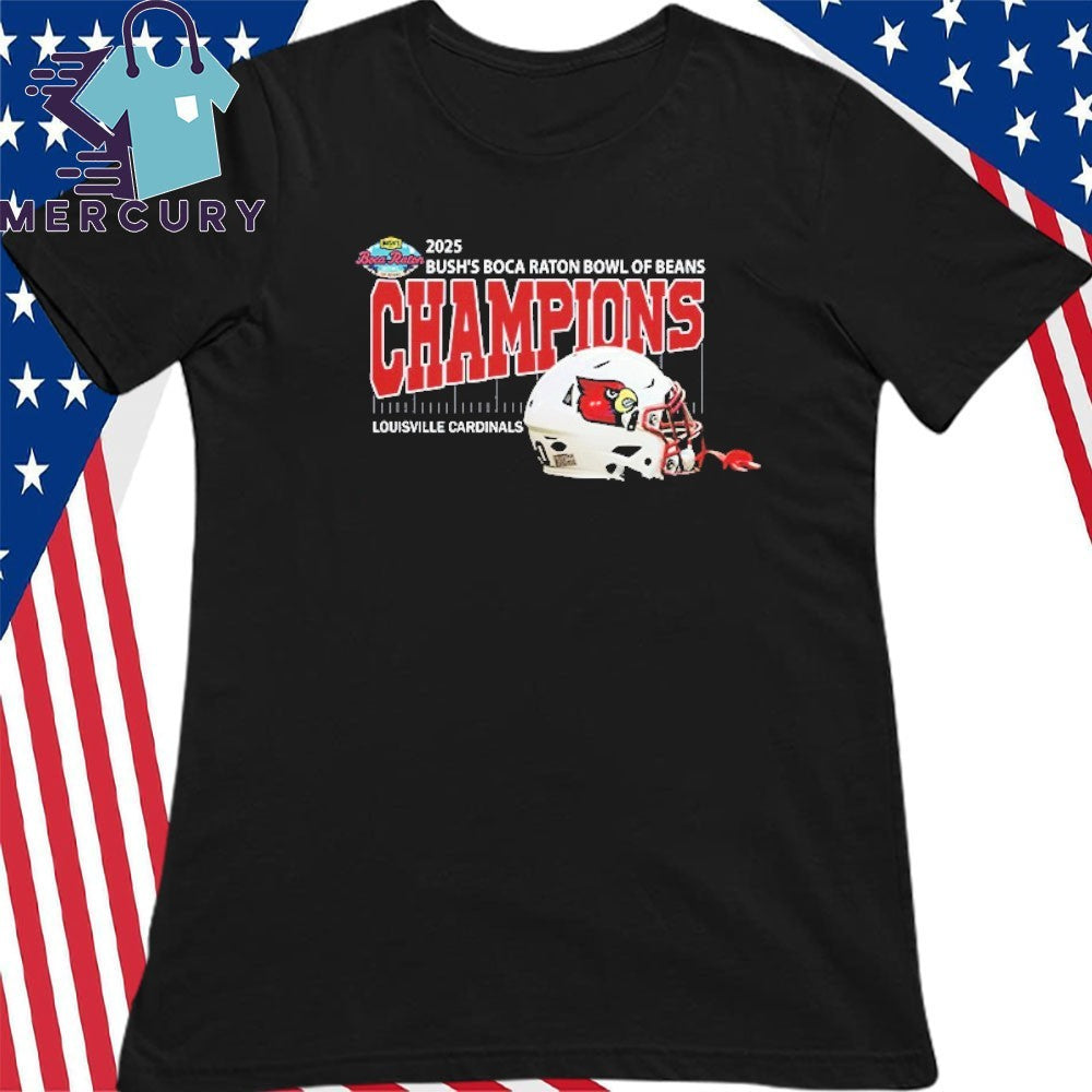 Louisville Cardinals Football 2025 Bush’s Boca Raton Bowl Of Beans Champions Helmet Shirt