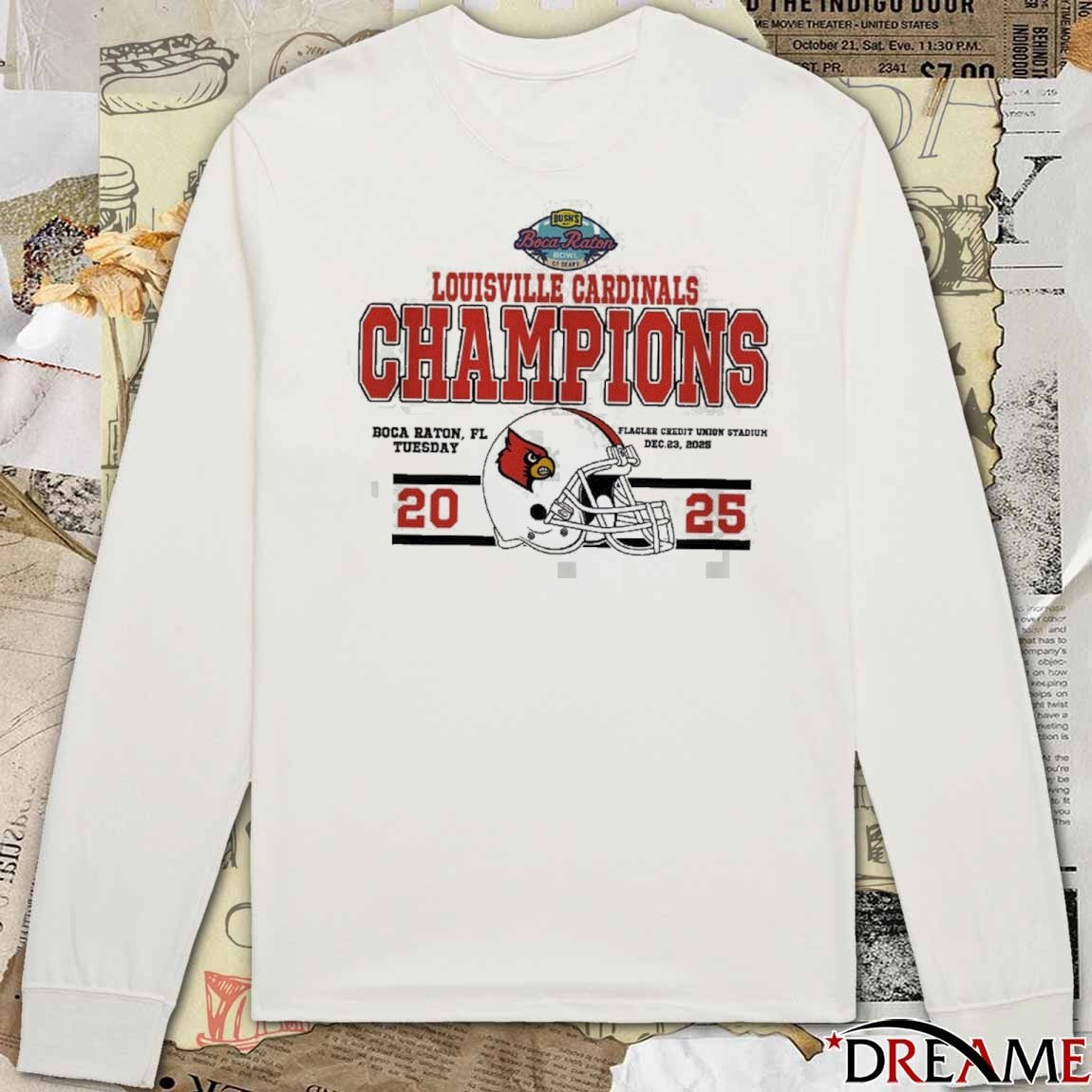 Louisville Cardinals Football 2025 Bush’s Boca Raton Bowl Of Beans December 23 Flagler Credit Union Stadium t-shirt