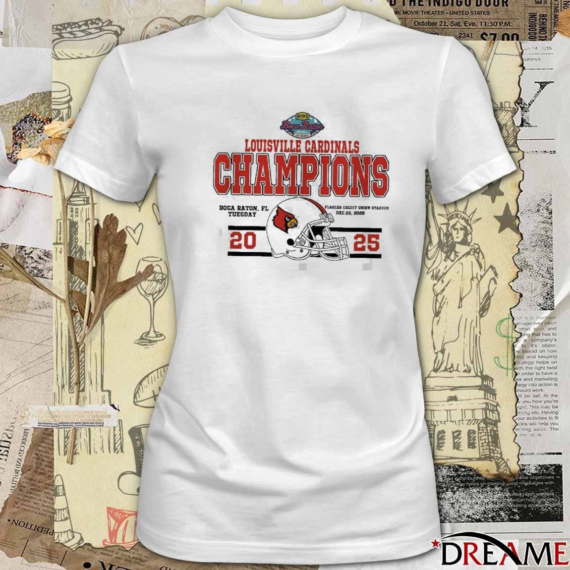 Louisville Cardinals Football 2025 Bush’s Boca Raton Bowl Of Beans December 23 Flagler Credit Union Stadium t-shirt