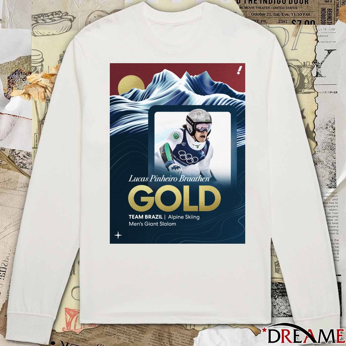 Lucas Pinheiro Braathen Gold Team Brazil Alpine Skiing Men’s Giant Slalom t-shirt