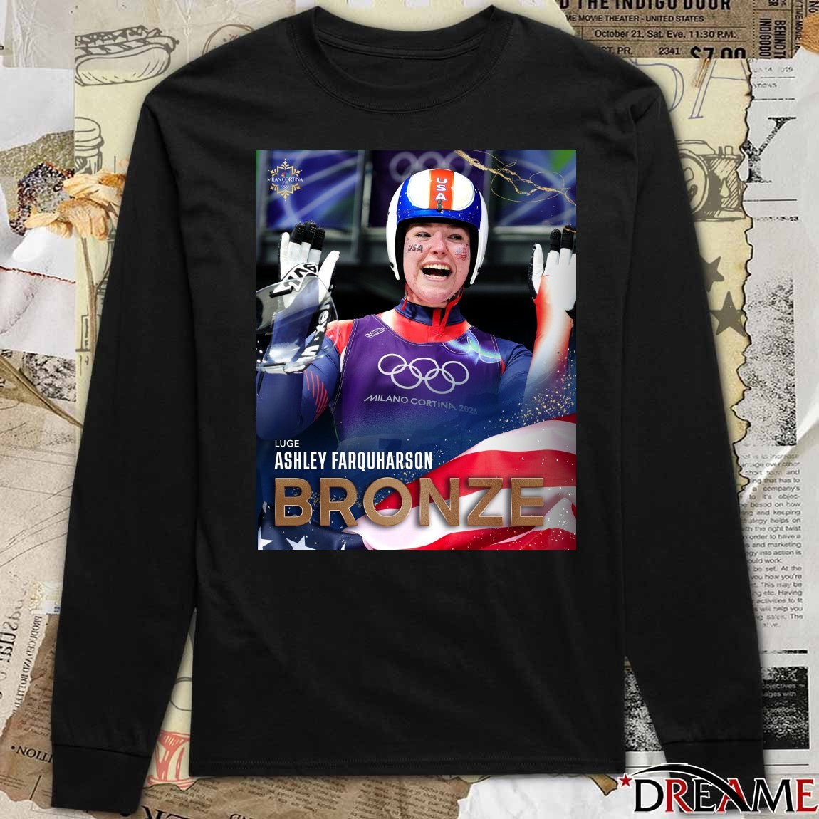 Luge Ashley Farquharson Bronze Winter Olympics Team USA Poster t-shirt