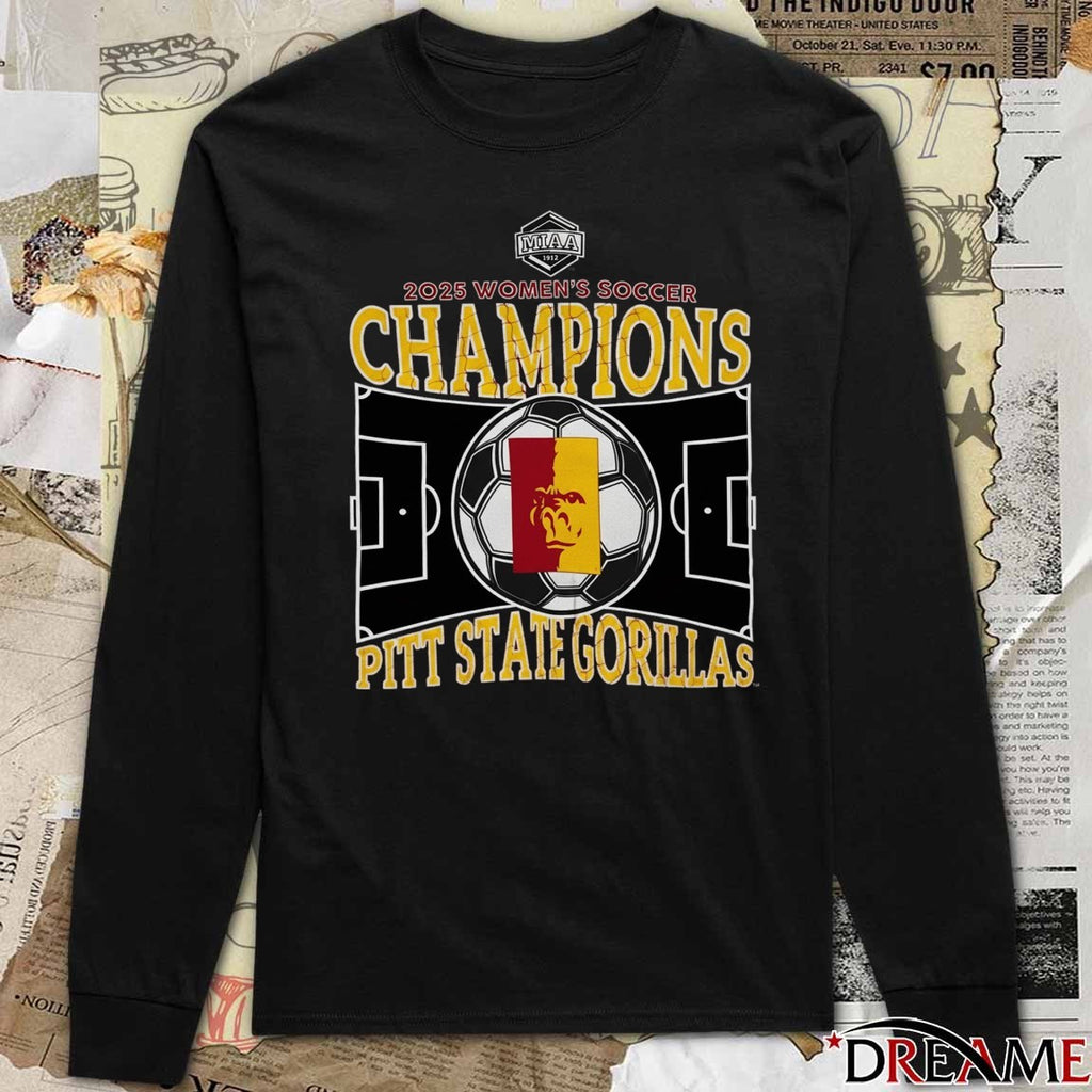 MIAA 2025 Women’s Soccer Champions Pitt State Gorillas Logo t-shirt