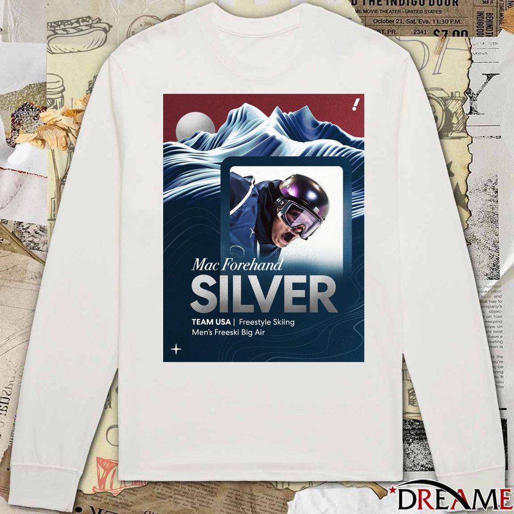 Mac Forehand SILVER TEAM USA Freestyle Skiing Men’s Freeski Big Air t-shirt