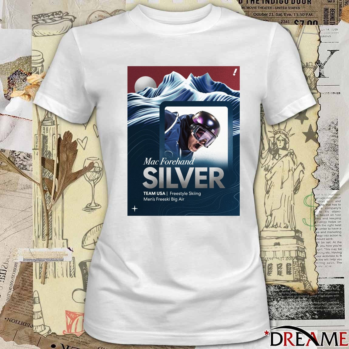 Mac Forehand SILVER TEAM USA Freestyle Skiing Men’s Freeski Big Air t-shirt