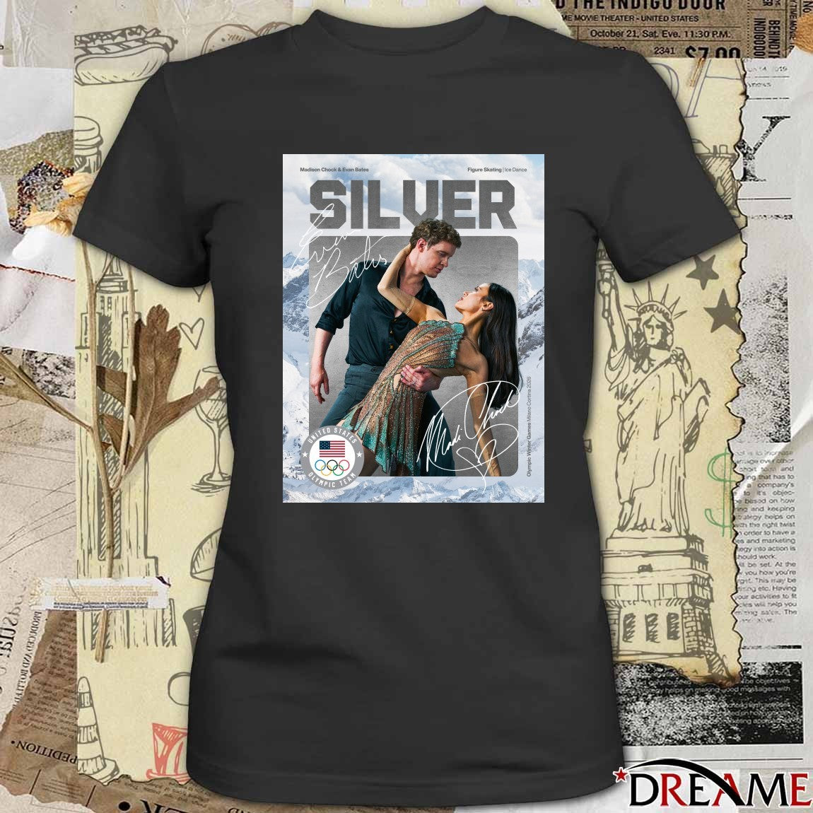 Madison Chock And Evan Bates Silver Figure Skating Ice Dance Winter Olympics Signatures Poster t-shirt