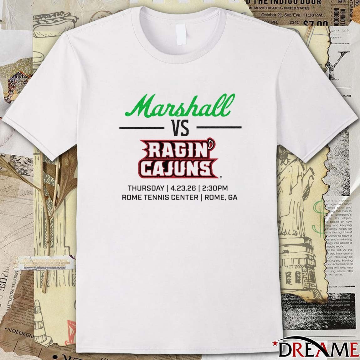 Marshall vs. Ragin’ Cajuns Rome Tennis Center Rome GA 2026 t-shirt