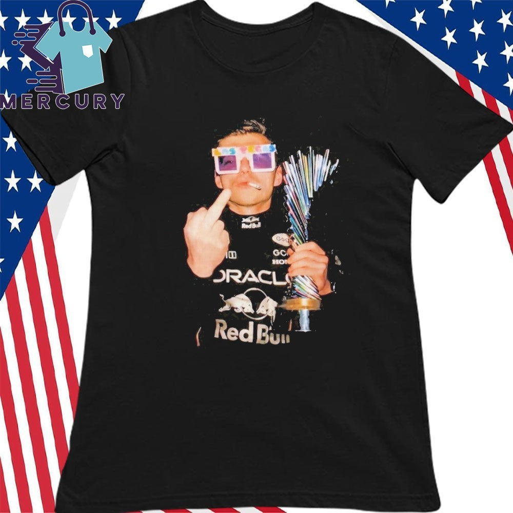 Max Verstappen Holding Trophy Middle Finger Shirt