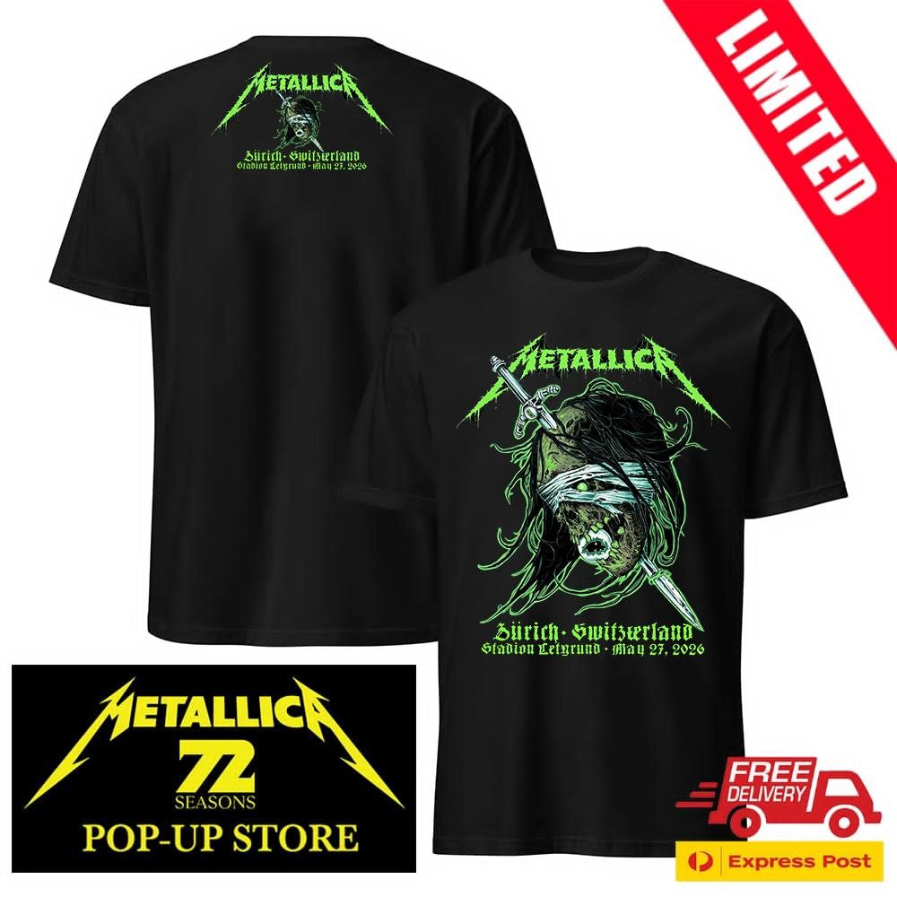 May 27 2026 Zurich Switzerland Metallica M72 Tour Two-Sided Shirt By Mark Richards