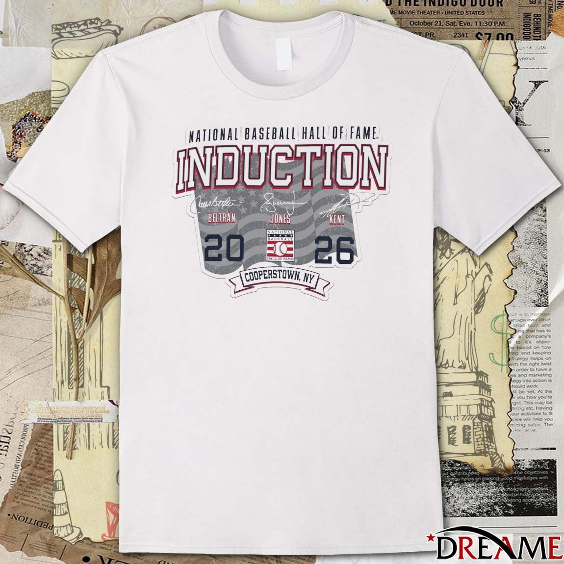 Men’s Champion National Baseball Hall of Fame 2026 Induction Cooperstown NY Roster Signatures t-shirt