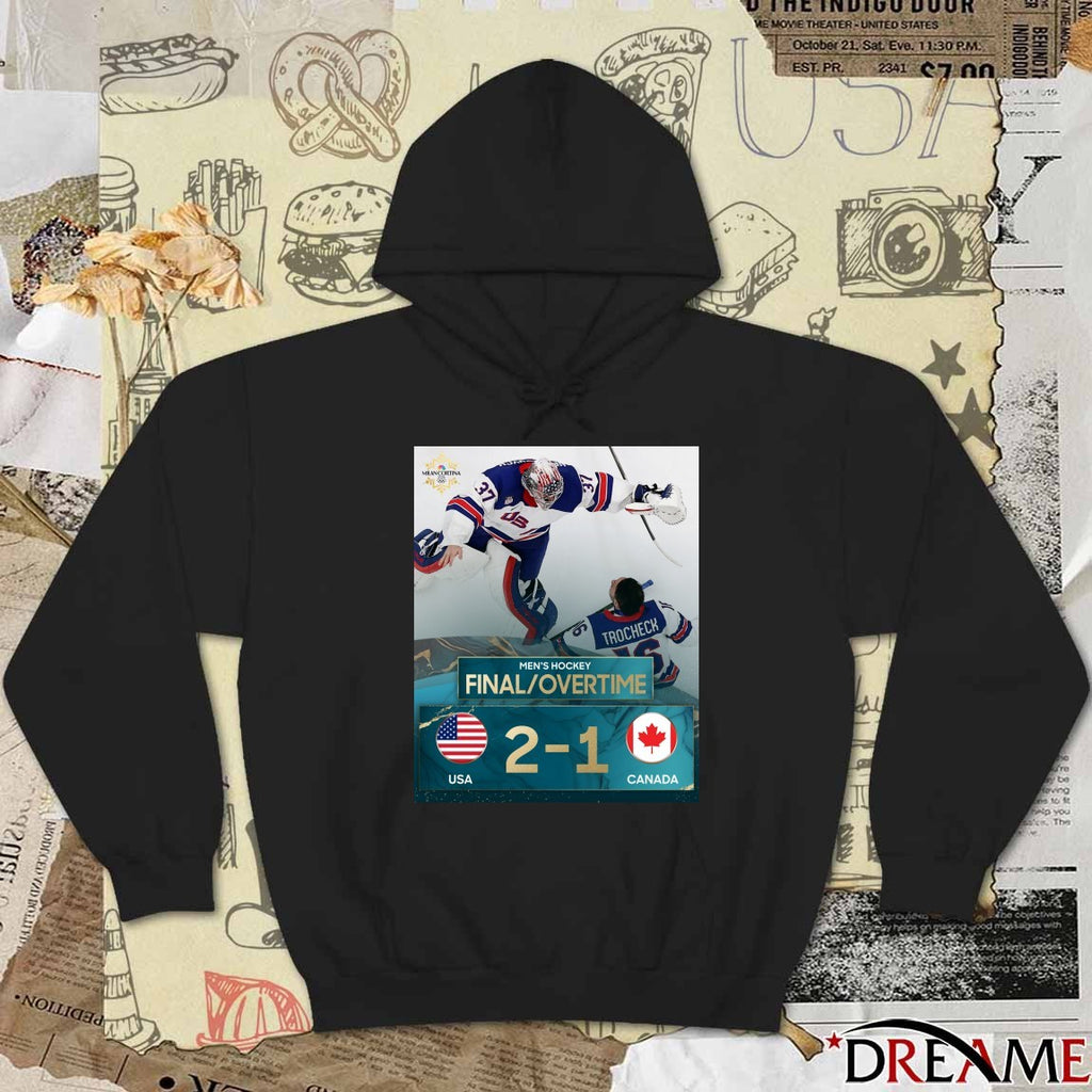 Men’s Hockey Final Overtime Team USA 2 – 1 Team Canada Poster t-shirt
