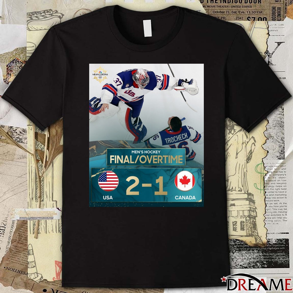 Men’s Hockey Final Overtime Team USA 2 – 1 Team Canada Poster t-shirt