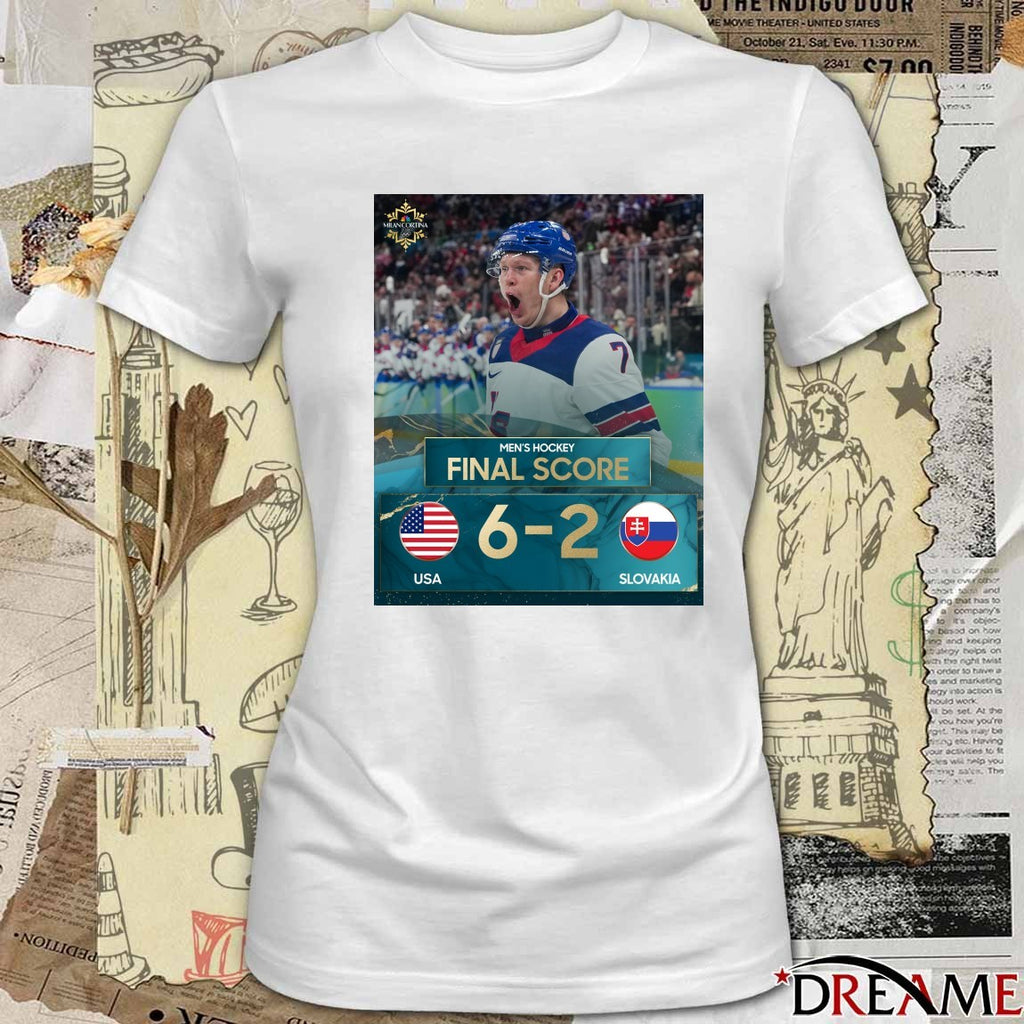 Men’s Hockey Final Score USA 6-2 Slovakia All Gas All Heart Winter Olympics t-shirt