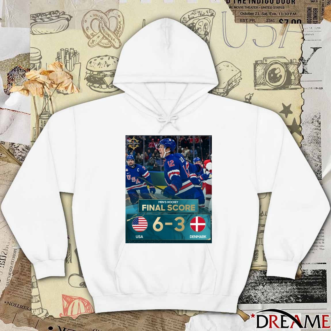 Men’s Hockey Final Score USA 6, Denmark 3 t-shirt