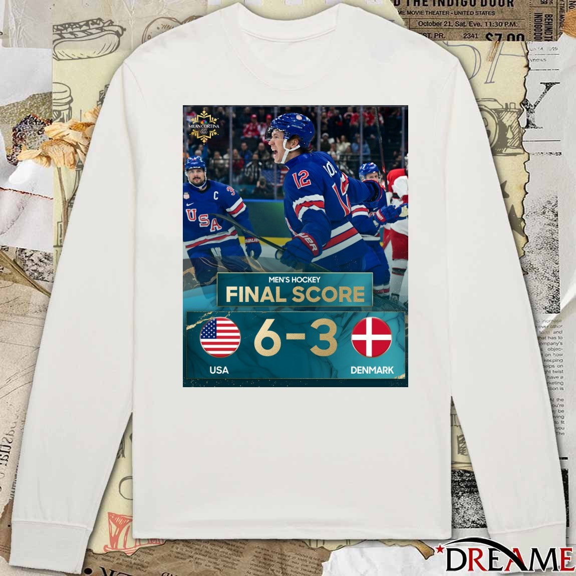 Men’s Hockey Final Score USA 6, Denmark 3 t-shirt