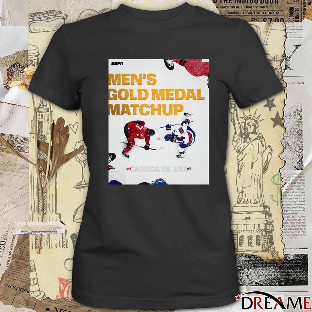Men’s Hockey Gold Medal Matchup CANADA VS. USA ESPN Poster t-shirt