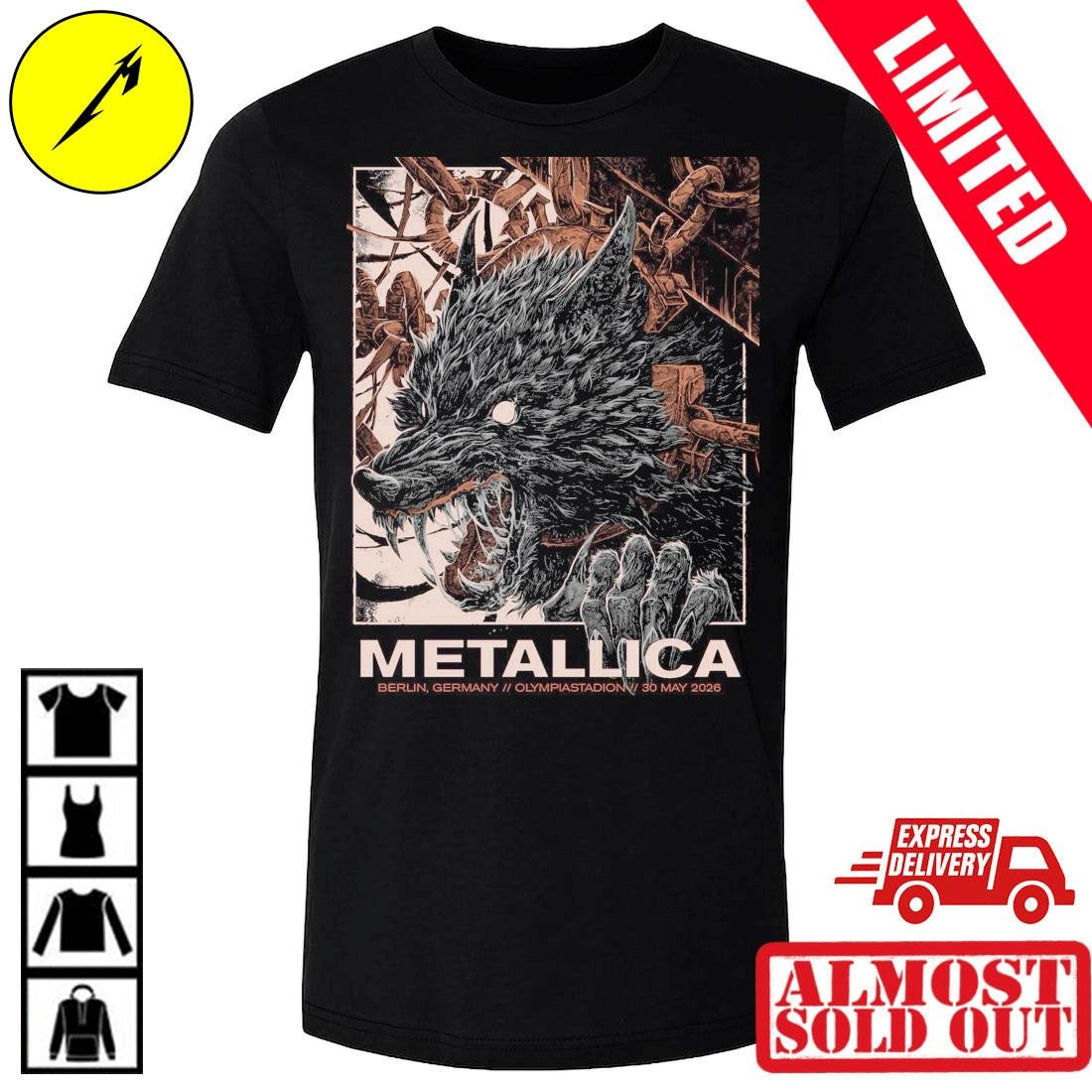 Metallica Berlin Germany Olympiastadion May 30 2026 Official Pop-Up Shop Shirt