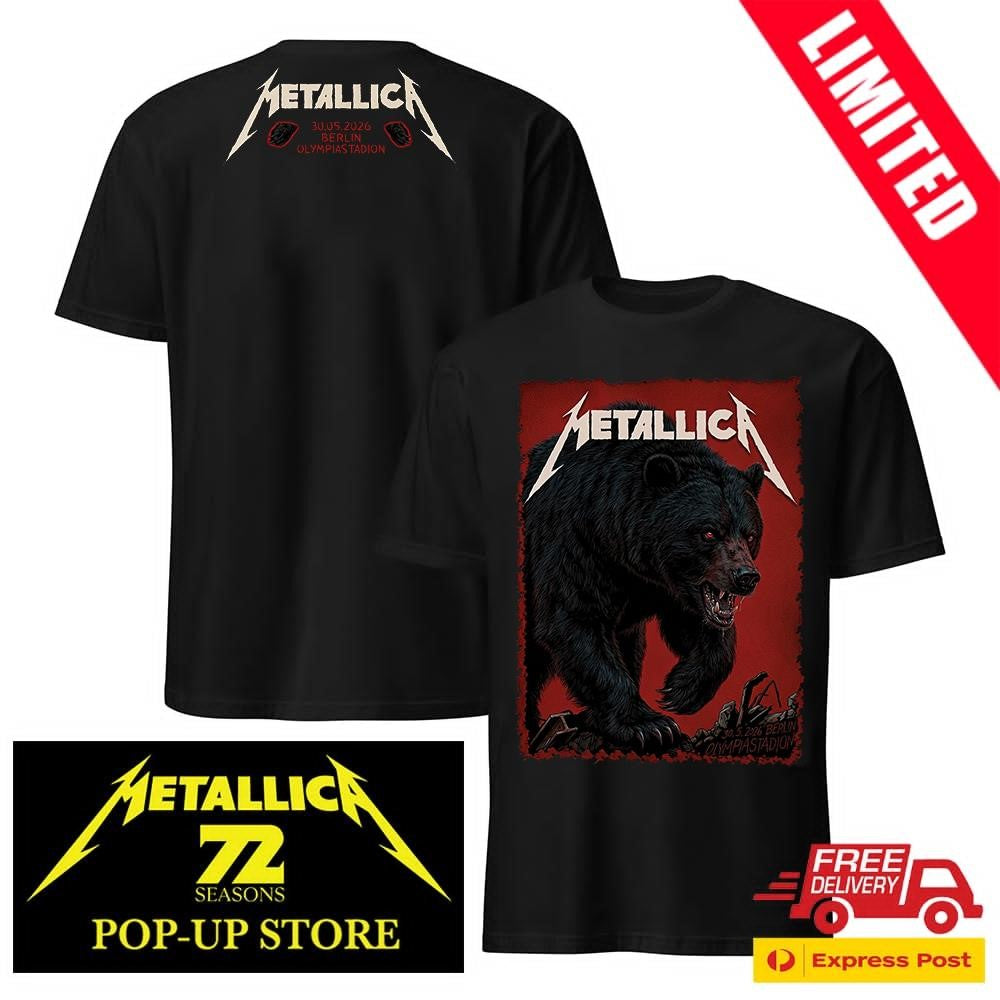 Metallica Berlin Olympiastadion Concert 2026 Two Sided Shirt Janta Island Bear Pop-Up Shop