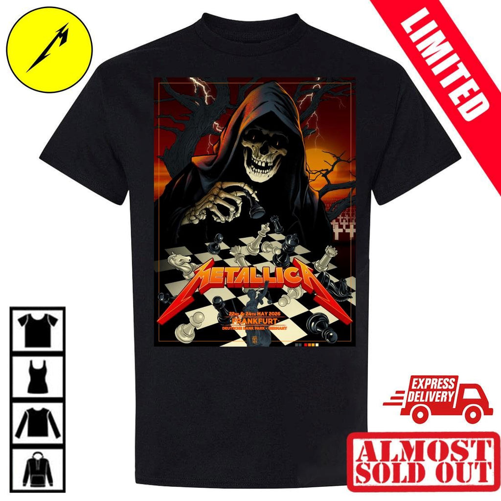 Metallica Frankfurt 2026 Venue Poster Shirt Vance Kelly Grim Reaper Chess Art